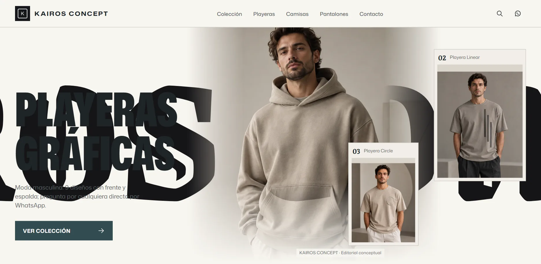 Página de inicio del demo KAIROS CONCEPT, catálogo de moda urbana